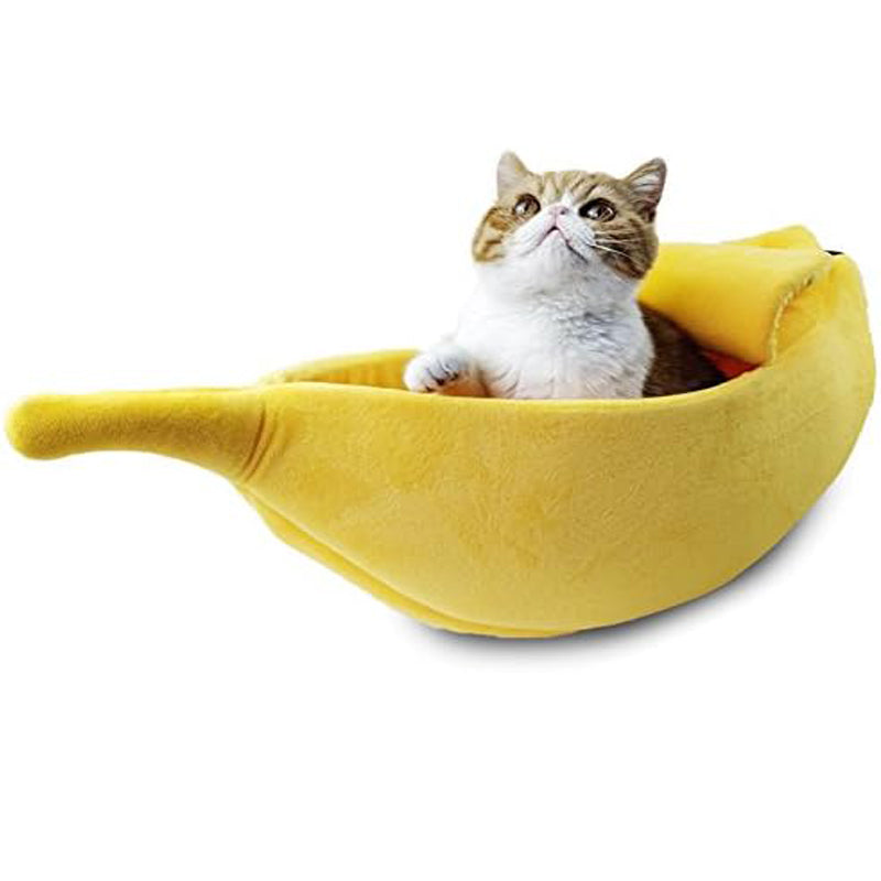 Soft Warm Banana Cat Bed House, Large Christmas Cat Cuddle Bed, Cute Pet Supplies for Cats Kittens Rabbit Small Dogs