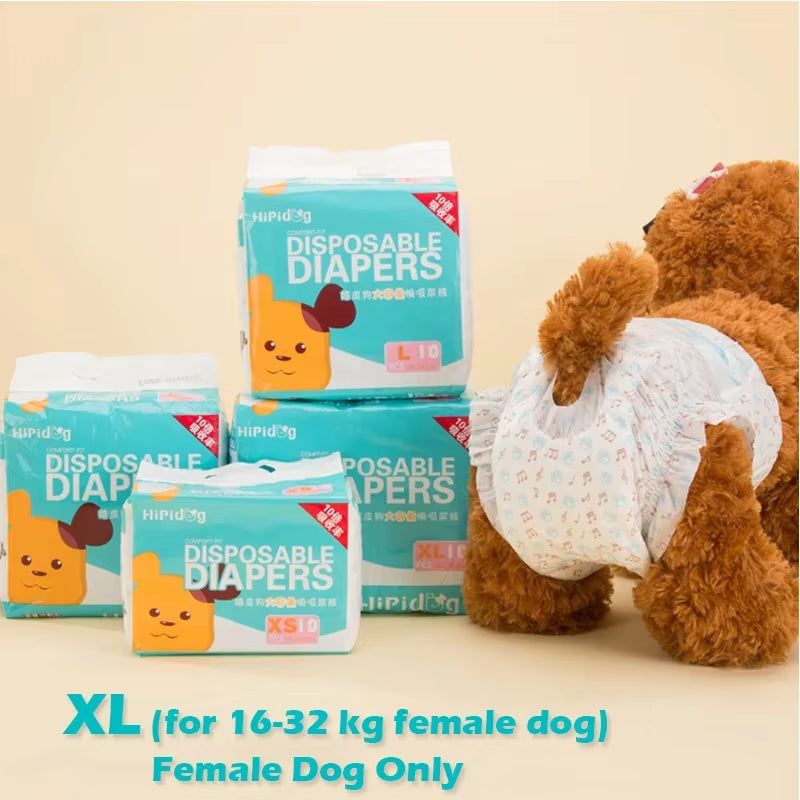 10Pcs/Bag Dog Diapers Diaper for Dogs Pet Female Dog Disposable Leakproof Nappies Puppy Super Absorption Physiological Pants